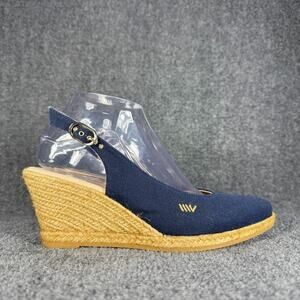 Viscata Espadrille Wedge Slingback Shoes Heels Womens 39 US 8 Navy Preppy Resort